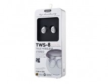 Bluetooth  стереогарнитура Remax True Stereo TWS-8 серебро