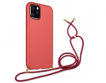 Чехол iPhone 12/12 Pro BIO + шнурок (красный)