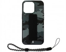 Чехол iPhone 13 Pro Камуфляж с держателем (черный)