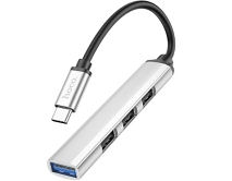 Type-C HUB Hoco HB26 4-in-1 (Type-C to USB3.0+USB2.0*3) серый 