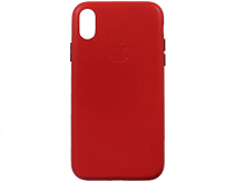 Чехол iPhone XR Leather hi-copy, с яблоком, красный
