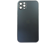 Чехол iPhone 11 Pro Max Matte Glass, с яблоком, черный 