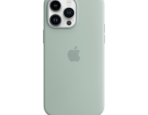 Чехол iPhone 14 Pro Max Silicone Case MagSafe hi-copy, с яблоком, мятный 