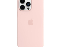 Чехол iPhone 14 Pro Max Silicone Case MagSafe hi-copy, с яблоком, розовый 