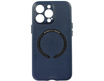 Чехол iPhone 13 Pro Leather Magnetic, темно-синий