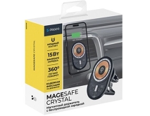 Автомобильный держатель Deppa Mage Safe Crystal Qi магнитный, черный, 55205